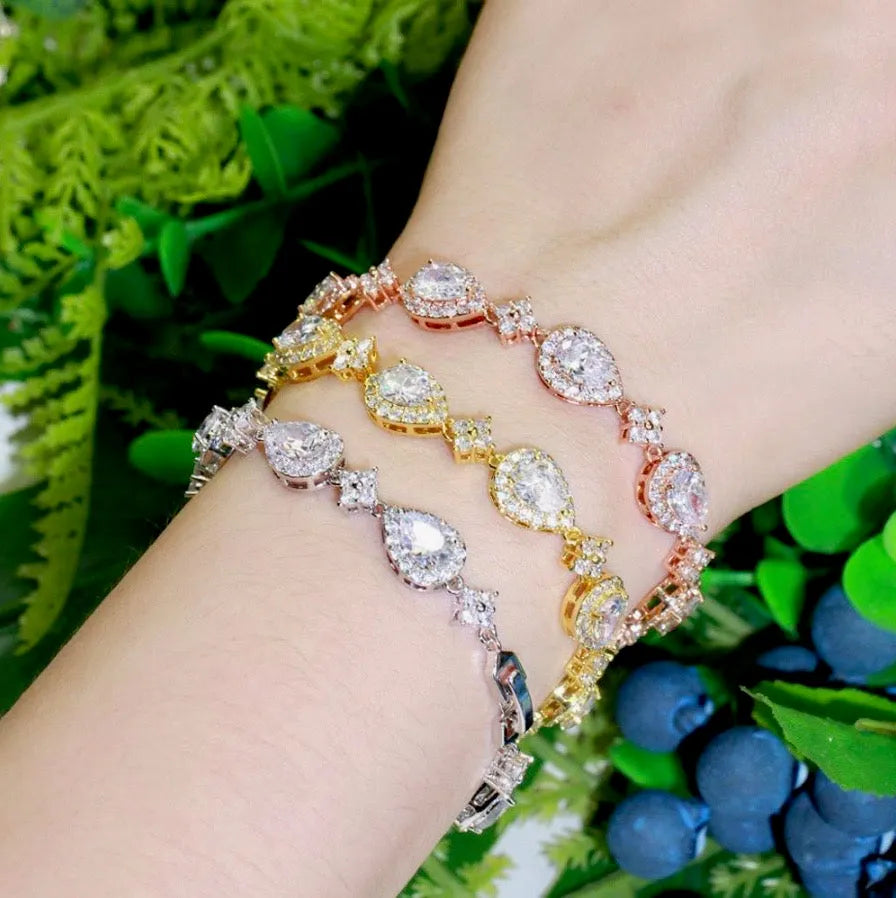 Wedding Jewelry - Cubic Zirconia Bridal Bracelet - Available in Silver, Rose Gold and Yellow Gold