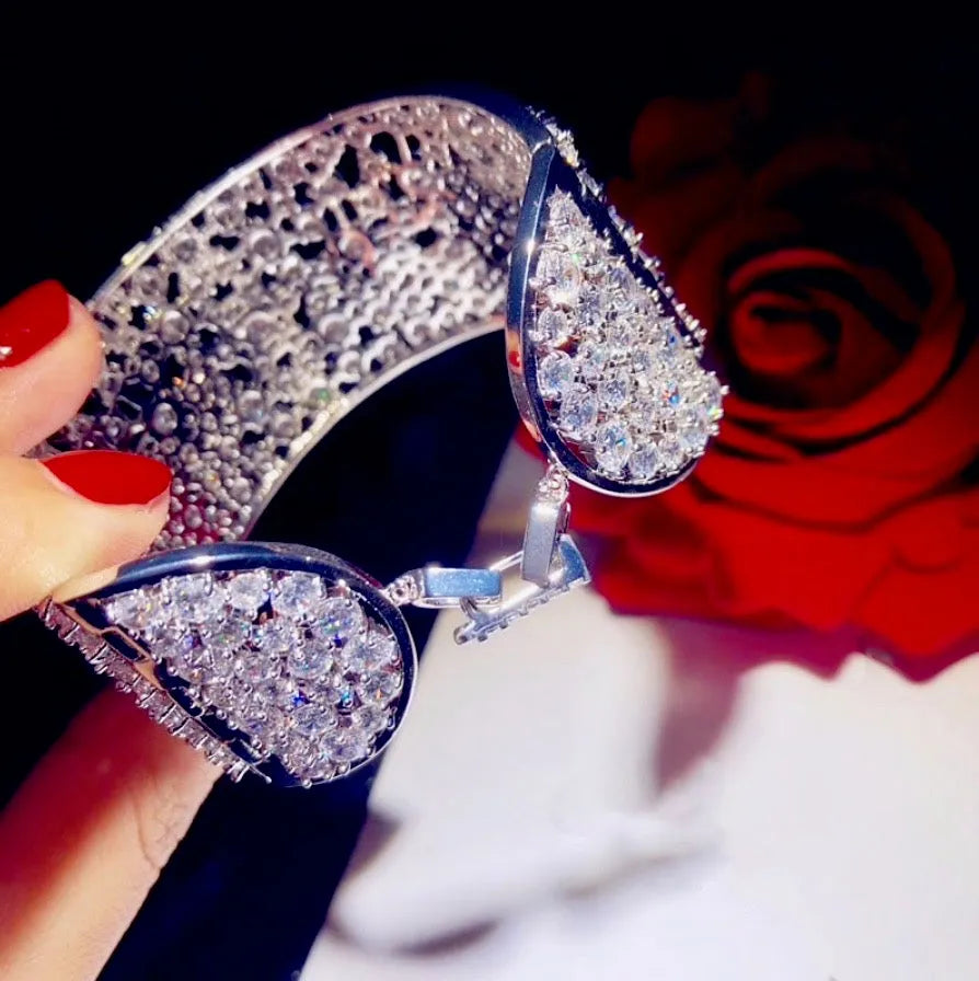 Wedding Jewelry - Cubic Zirconia Bridal Cuff Bracelet