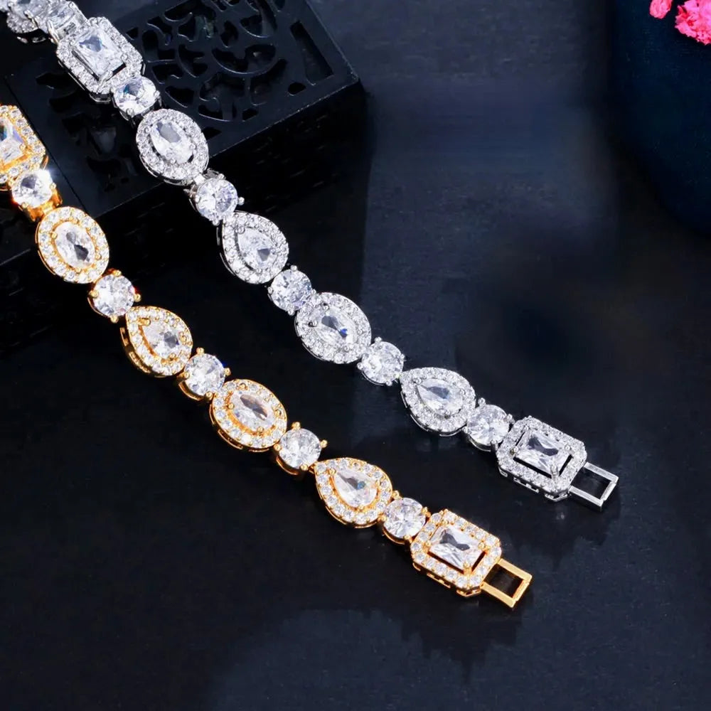Wedding Jewelry - Cubic Zirconia Bridal Bracelet - Available in Silver, Rose Gold and Yellow Gold