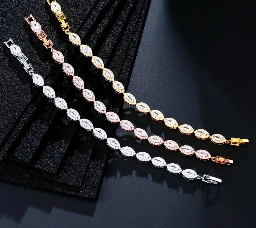 Wedding Jewelry - Cubic Zirconia Bridal Bracelet - Available in Silver, Rose Gold and Yellow Gold