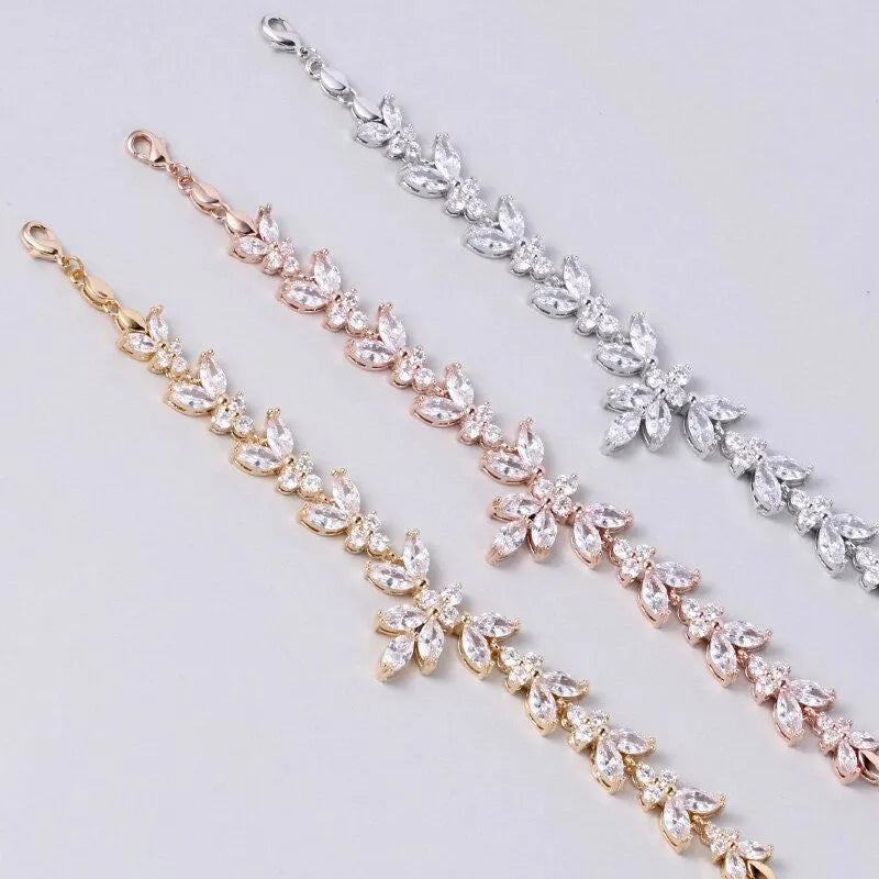 Wedding Jewelry - Cubic Zirconia Bridal Bracelet - Available in Silver, Rose Gold and Yellow Gold