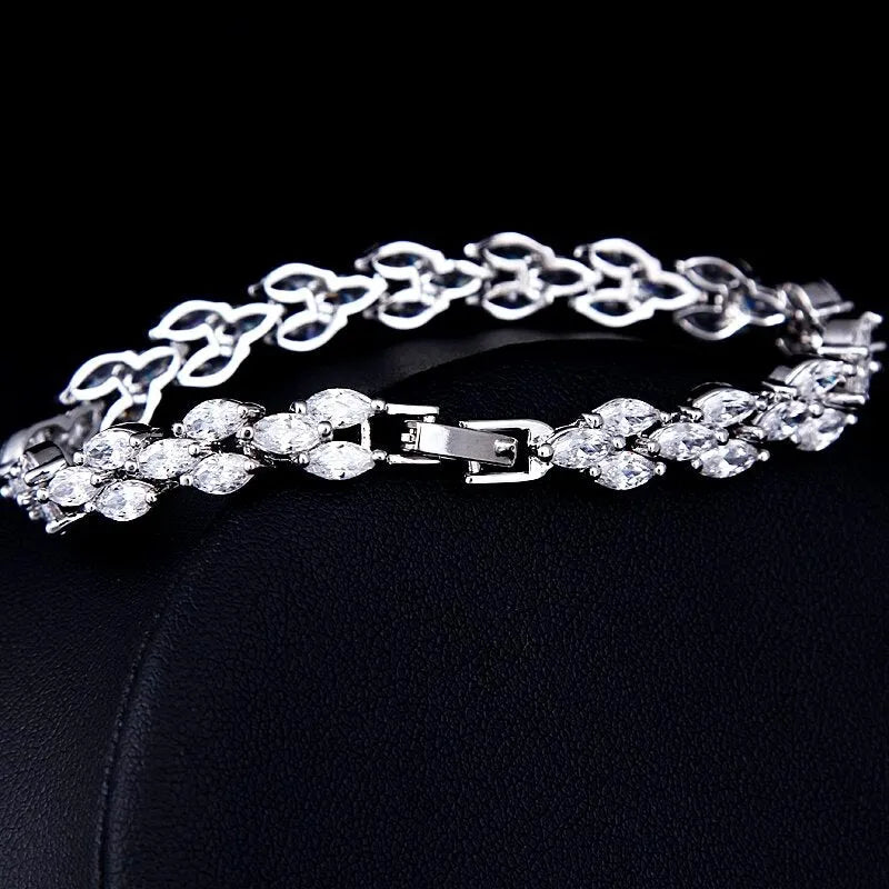 Wedding Jewelry - Cubic Zirconia Bridal Bracelet - Available in Silver, Rose Gold and Yellow Gold