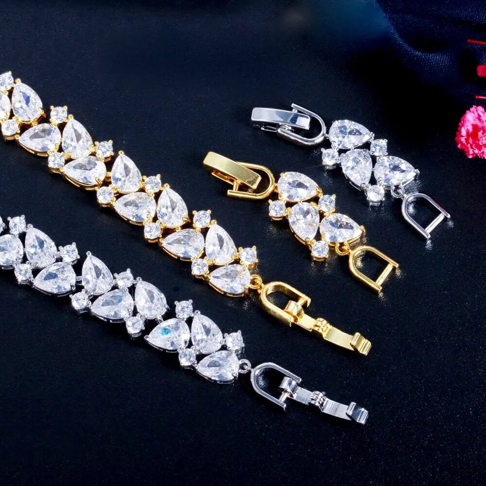 Wedding Jewelry - Cubic Zirconia Bridal Bracelet - Available in Silver, Rose Gold and Yellow Gold