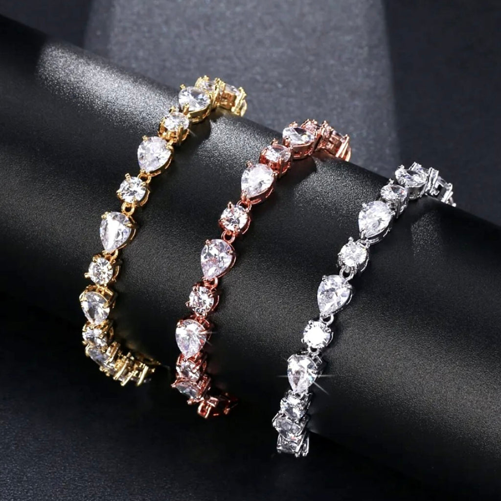 Wedding Jewelry - CZ Bridal Bracelet - Available in Silver, Rose Gold and Yellow Gold