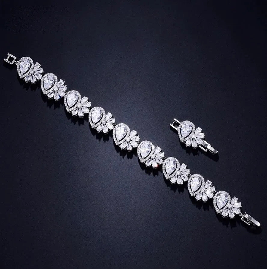 Wedding Jewelry - Cubic Zirconia Bridal Bracelet - Available in Rose Gold and Silver