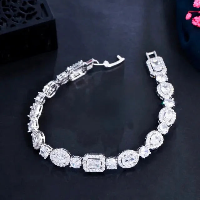 Wedding Jewelry - Cubic Zirconia Bridal Bracelet - Available in Silver, Rose Gold and Yellow Gold