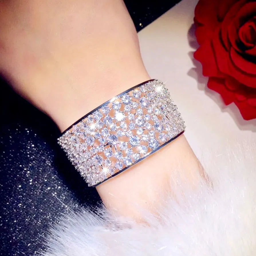 Wedding Jewelry - Cubic Zirconia Bridal Cuff Bracelet