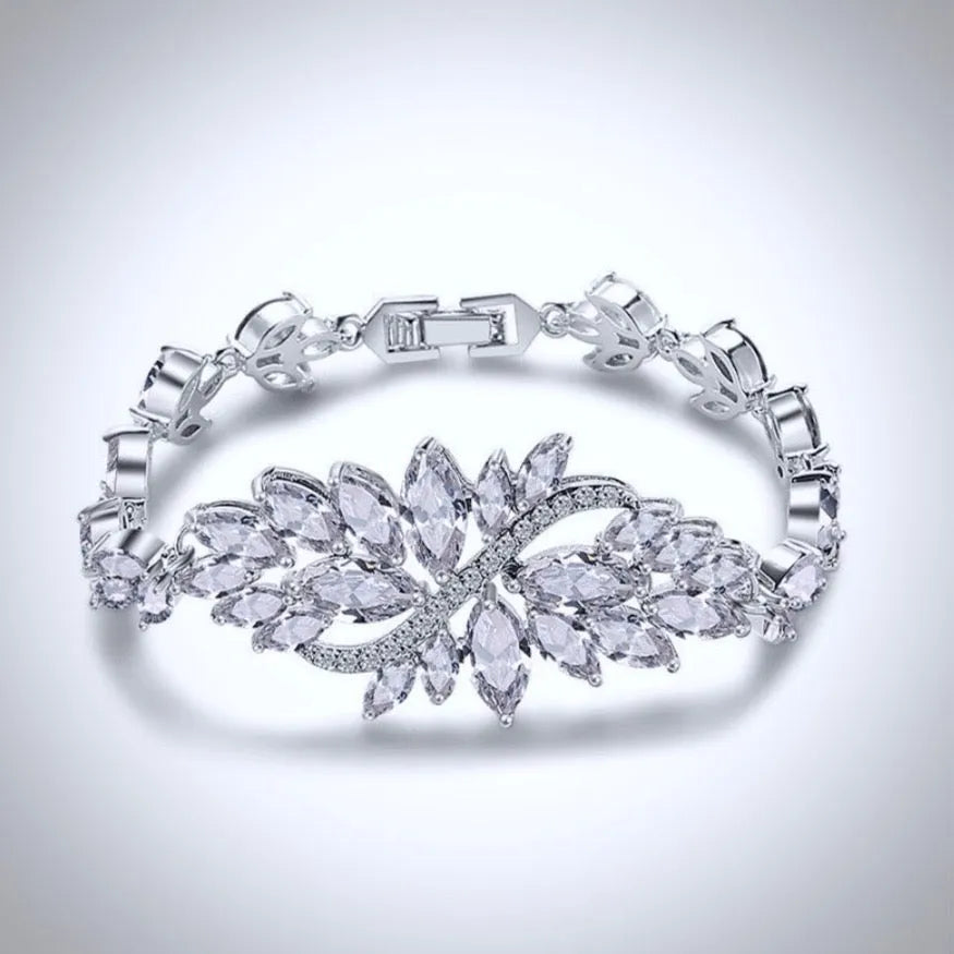 Wedding Jewelry - Cubic Zirconia Bridal Bracelet - Available in Yellow Gold, Silver and Rose Gold