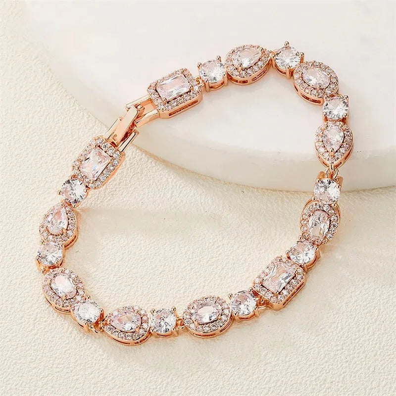 Wedding Jewelry - Cubic Zirconia Bridal Bracelet - Available in Silver, Rose Gold and Yellow Gold