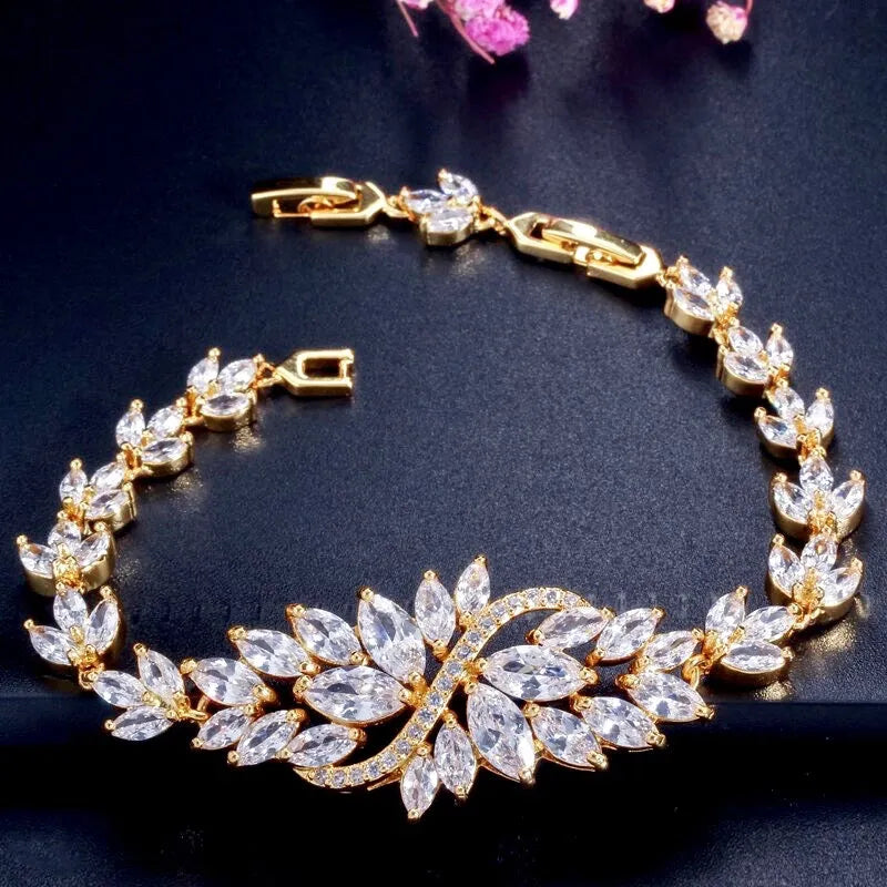 Wedding Jewelry - Cubic Zirconia Bridal Bracelet - Available in Yellow Gold, Silver and Rose Gold
