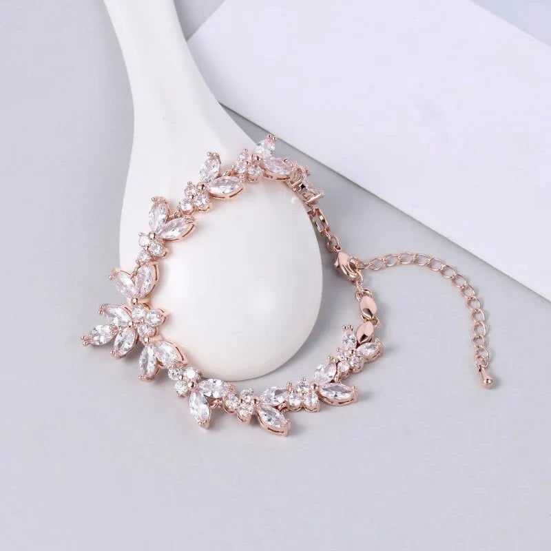 Wedding Jewelry - Cubic Zirconia Bridal Bracelet - Available in Silver, Rose Gold and Yellow Gold