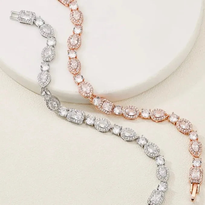 Wedding Jewelry - Cubic Zirconia Bridal Bracelet - Available in Silver, Rose Gold and Yellow Gold