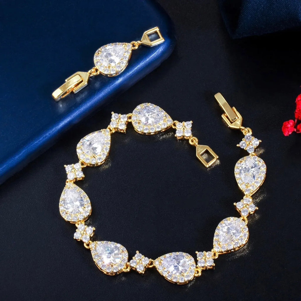 Wedding Jewelry - Cubic Zirconia Bridal Bracelet - Available in Silver, Rose Gold and Yellow Gold
