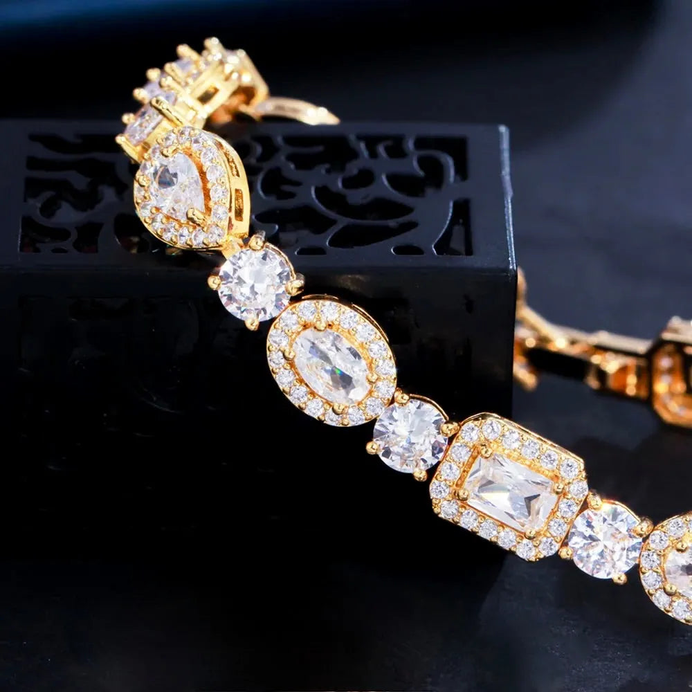 Wedding Jewelry - Cubic Zirconia Bridal Bracelet - Available in Silver, Rose Gold and Yellow Gold