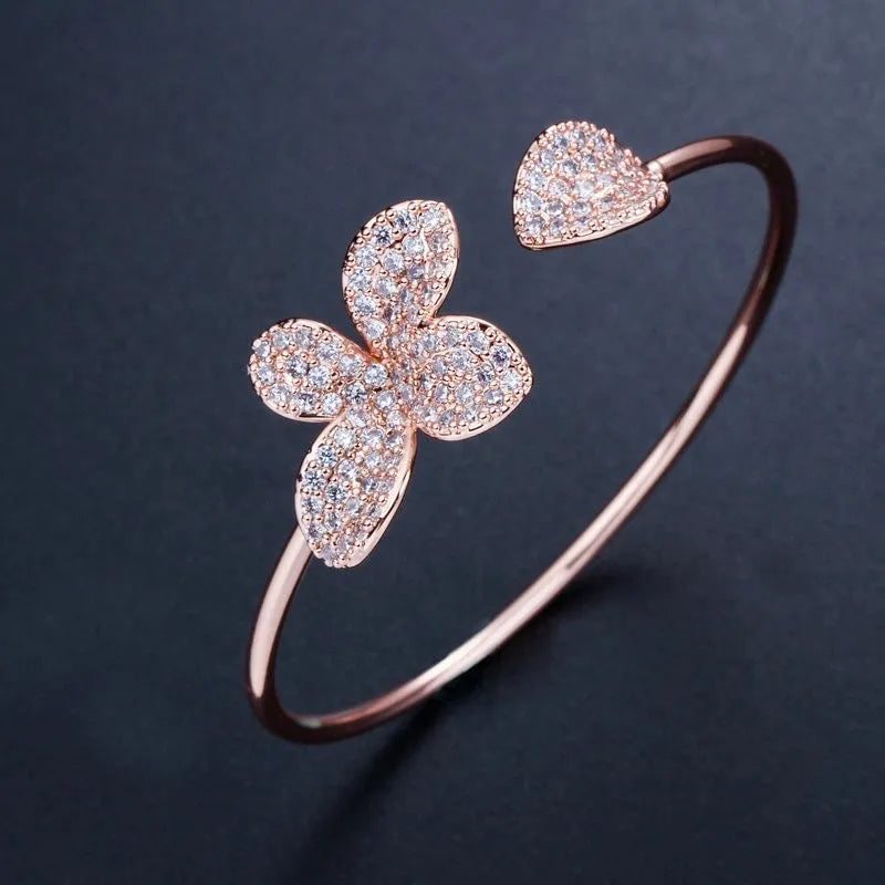 Wedding Jewelry - Cubic Zirconia Bridal Bracelet - Available in Rose Gold and Silver