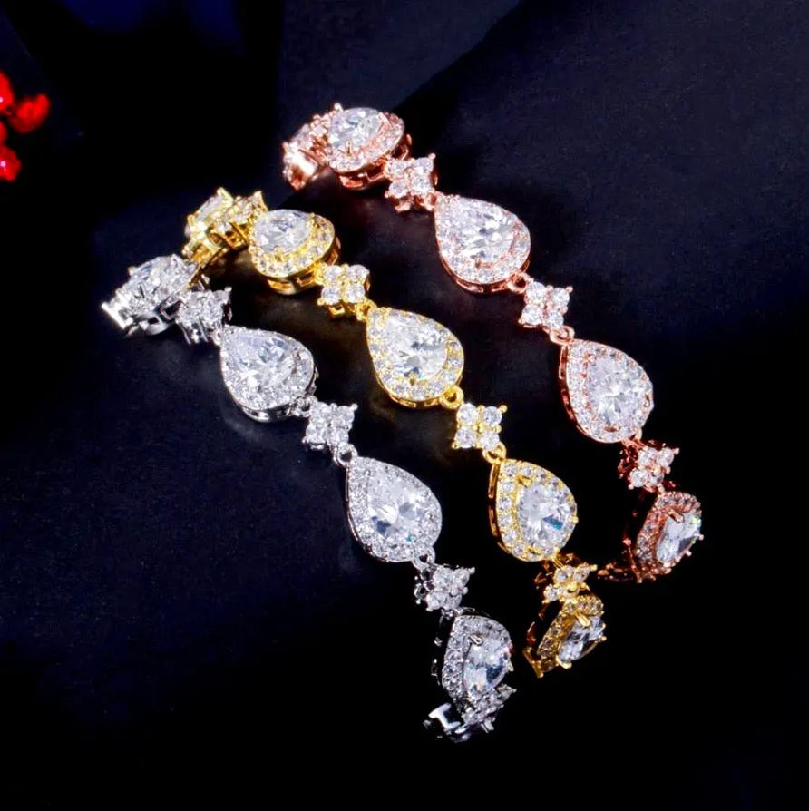 Wedding Jewelry - Cubic Zirconia Bridal Bracelet - Available in Silver, Rose Gold and Yellow Gold