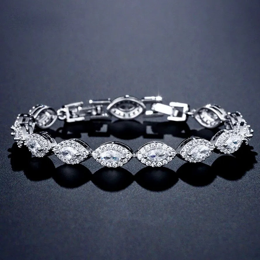 Wedding Jewelry - Cubic Zirconia Bridal Bracelet - Available in Silver, Rose Gold and Yellow Gold
