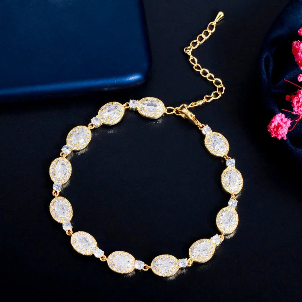 Wedding Jewelry - Cubic Zirconia Bridal Bracelet - Available in Silver, Rose Gold and Yellow Gold