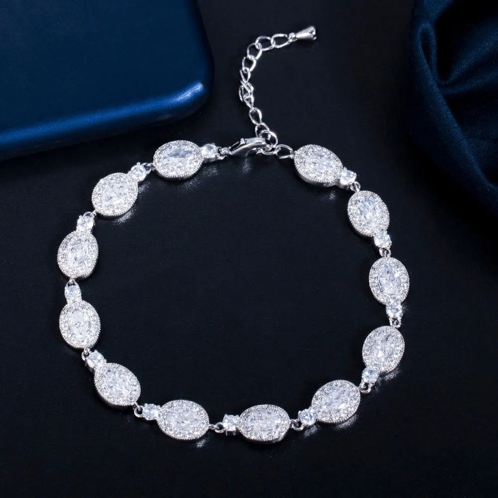 Wedding Jewelry - Cubic Zirconia Bridal Bracelet - Available in Silver, Rose Gold and Yellow Gold