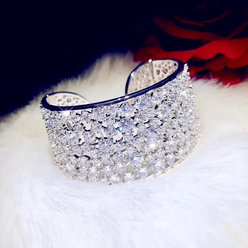Wedding Jewelry - Cubic Zirconia Bridal Cuff Bracelet