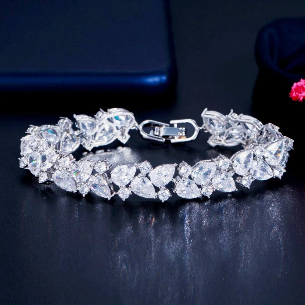 Wedding Jewelry - Cubic Zirconia Bridal Bracelet - Available in Silver, Rose Gold and Yellow Gold