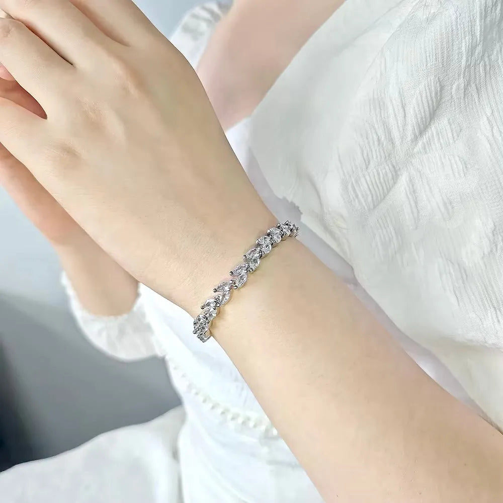 Bridal Jewelry Sets - Cubic Zirconia Bridal Bracelet and Earrings Set - Available in Silver, Rose Gold and Yellow Gold