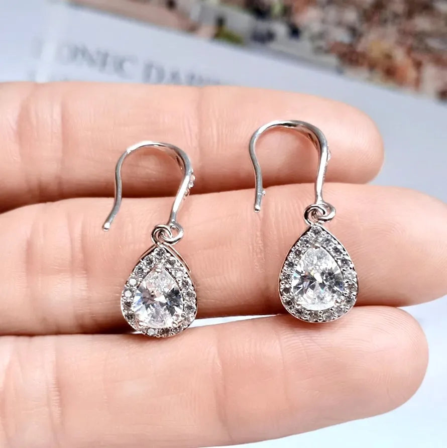 Bridal Jewelry Sets - CZ Bridal Bracelet and Earrings Set - Available in Silver, Rose Gold and Yellow Gold