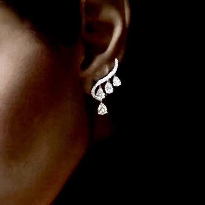 Wedding Jewelry - CZ Bridal Climber Earrings - Available in Gold and Silver