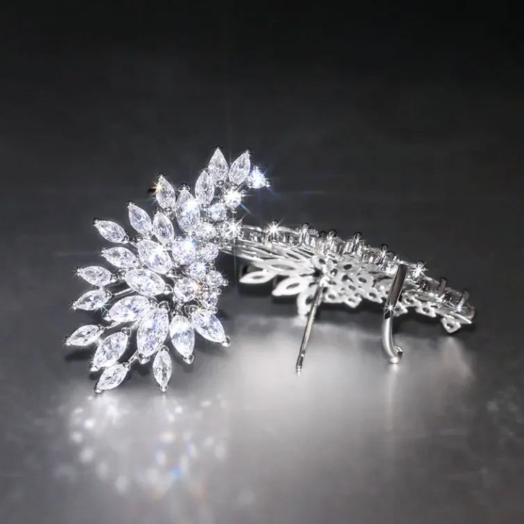 Wedding Jewelry - Cubic Zirconia Bridal Climber Earrings - Available in Silver, Rose Gold and Yellow Gold