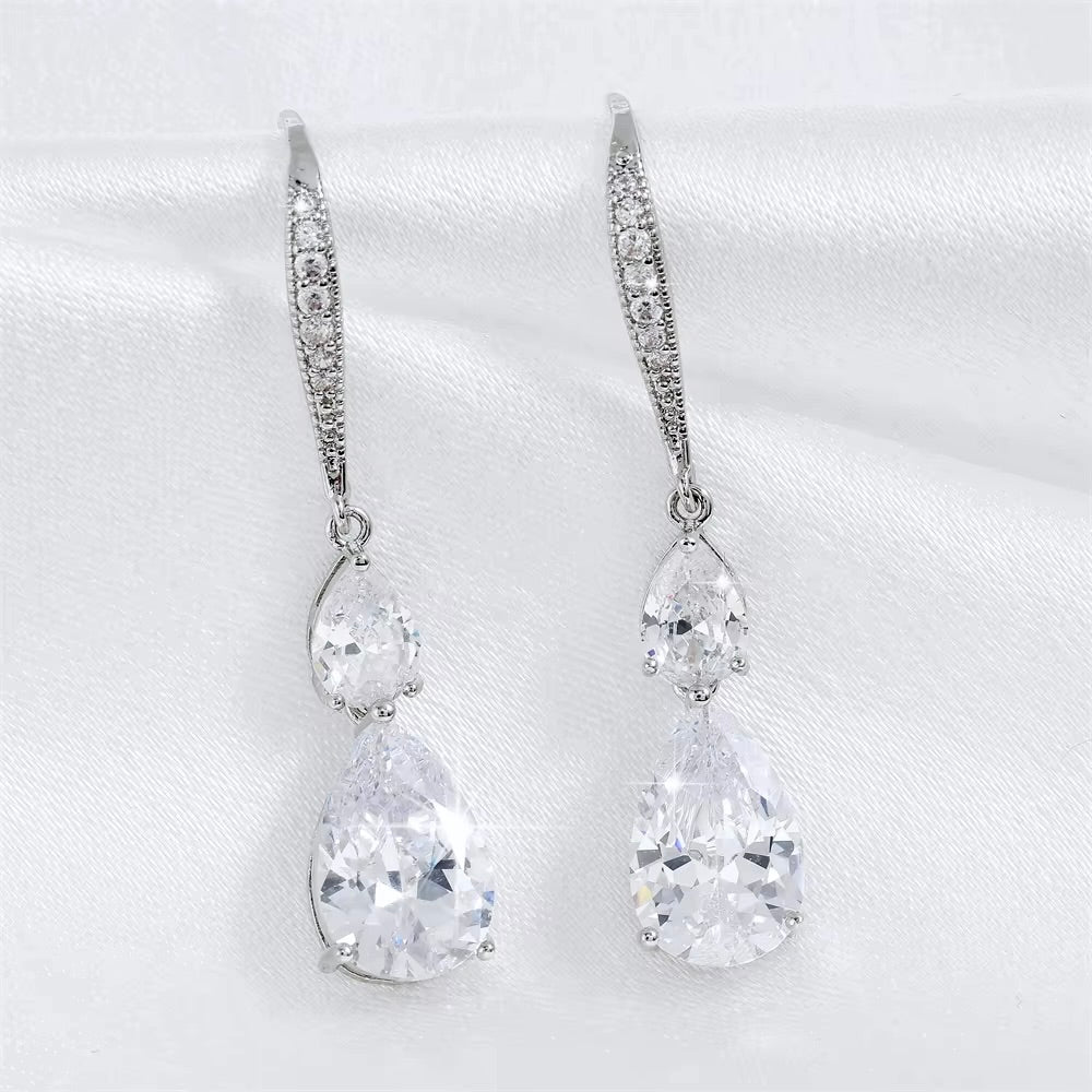 Wedding Jewelry - Cubic Zirconia Bridal Earrings - Available in Silver and Gold
