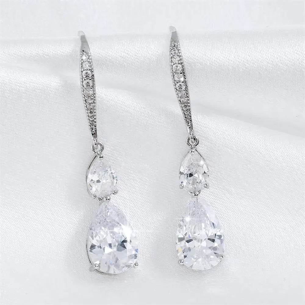 Wedding Jewelry - Cubic Zirconia Bridal Earrings - Available in Silver and Gold