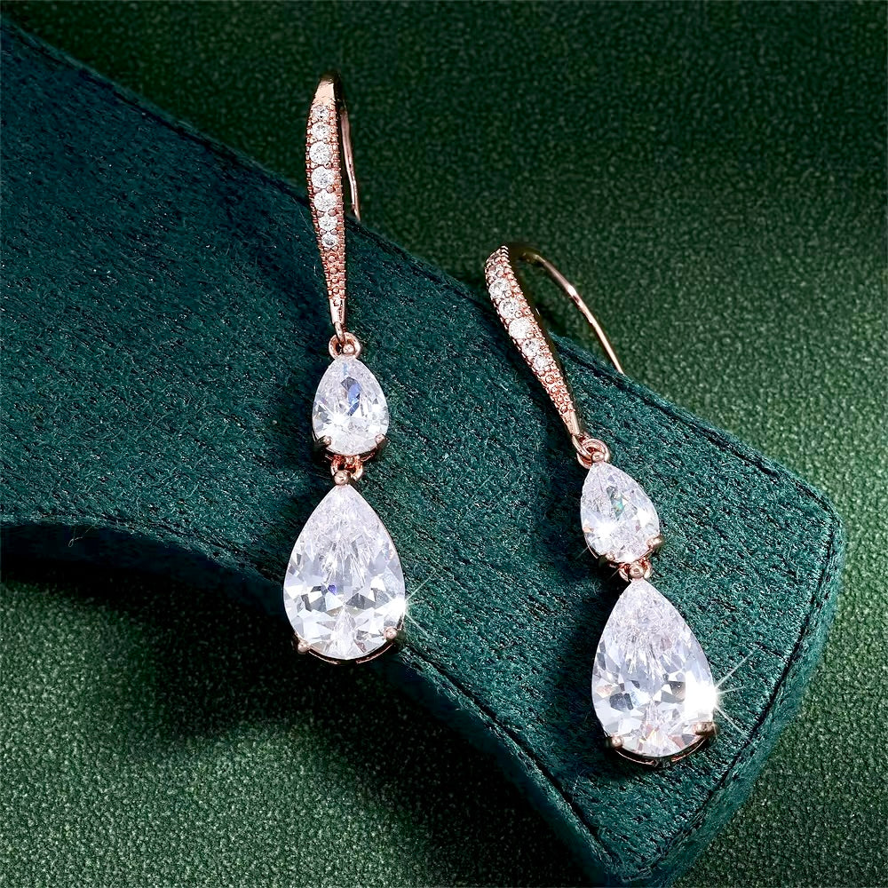 Wedding Jewelry - Cubic Zirconia Bridal Earrings - Available in Silver and Gold