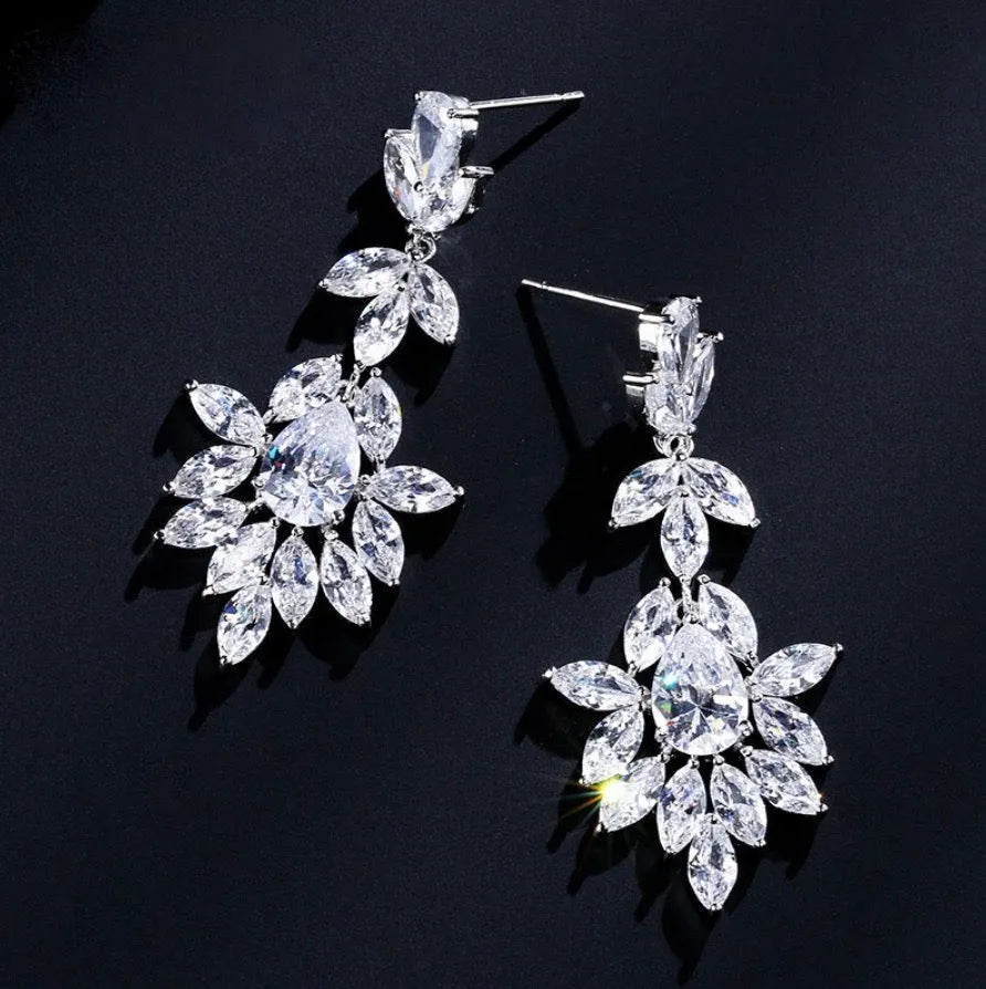 Wedding Jewelry - Cubic Zirconia Bridal Earrings - Available in Silver and Rose Gold