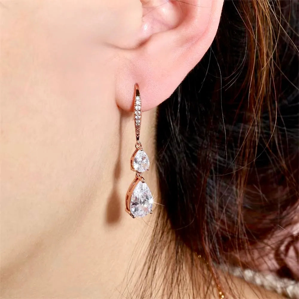 Wedding Jewelry - Cubic Zirconia Bridal Earrings - Available in Silver and Gold