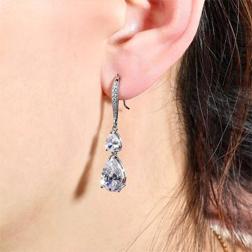 Wedding Jewelry - Cubic Zirconia Bridal Earrings - Available in Silver and Gold
