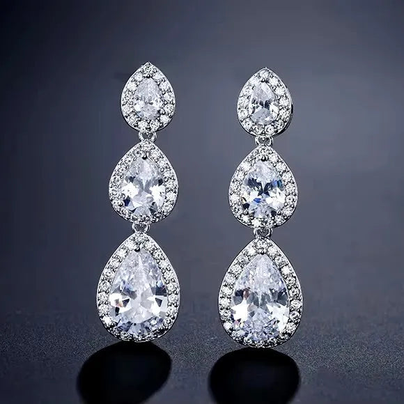 Wedding Jewelry - Cubic Zirconia Bridal Earrings - Available in Rose Gold and Silver