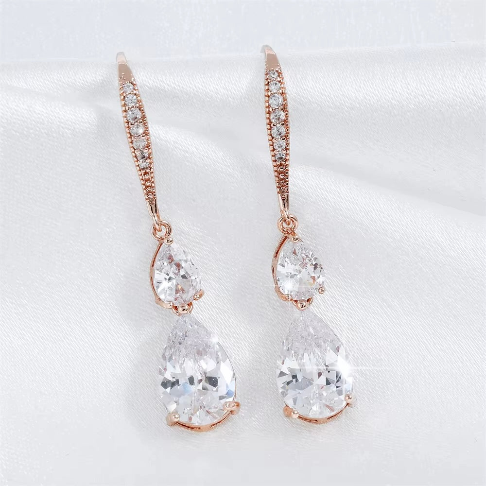 Wedding Jewelry - Cubic Zirconia Bridal Earrings - Available in Silver and Gold