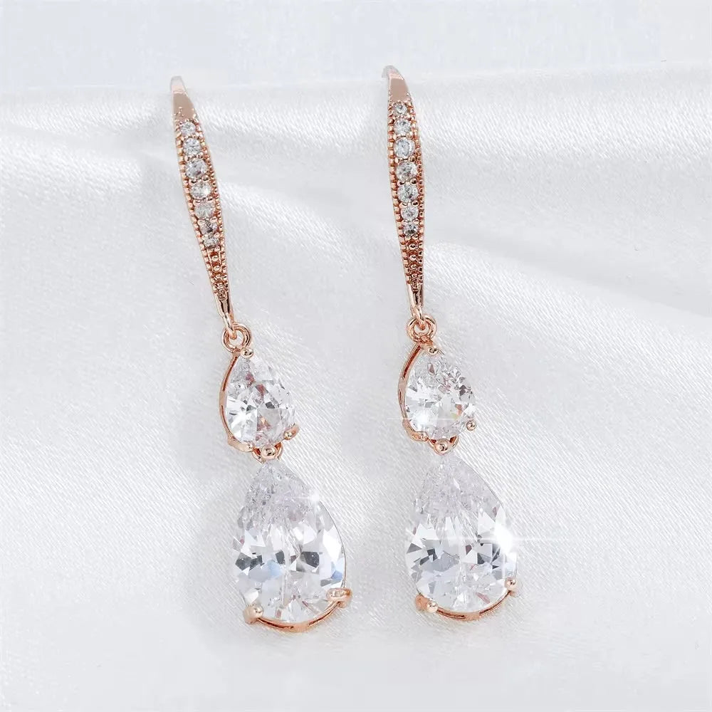 Wedding Jewelry - Cubic Zirconia Bridal Earrings - Available in Silver and Gold