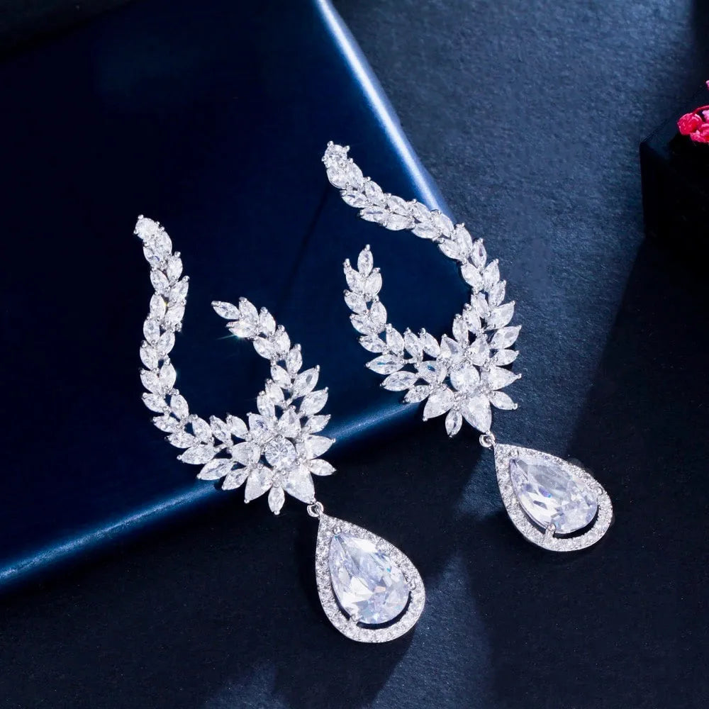 Wedding Jewelry - Cubic Zirconia Bridal Earrings - Available in Silver and Gold