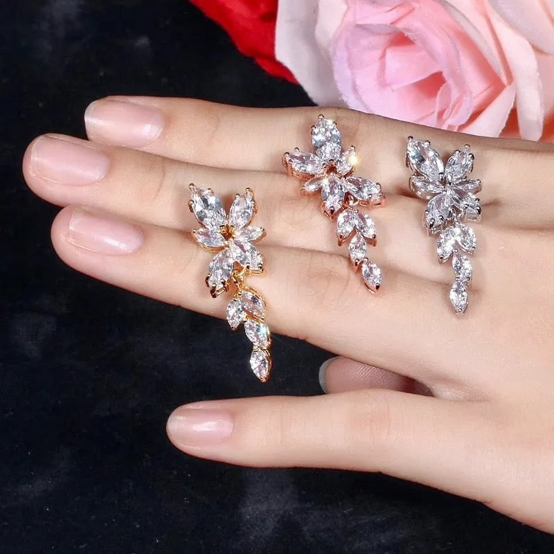 Wedding Jewelry - Cubic Zirconia Bridal Earrings - Available in Silver, Rose Gold and Yellow Gold