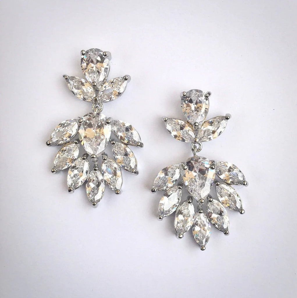 Wedding Jewelry - Cubic Zirconia Bridal Earrings - Available in Silver, Rose Gold and Yellow Gold 