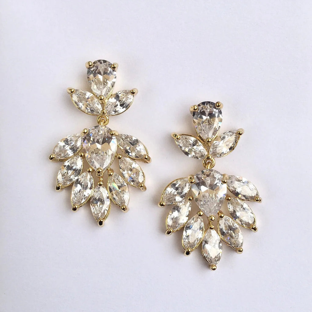 Wedding Jewelry - Cubic Zirconia Bridal Earrings - Available in Silver, Rose Gold and Yellow Gold 