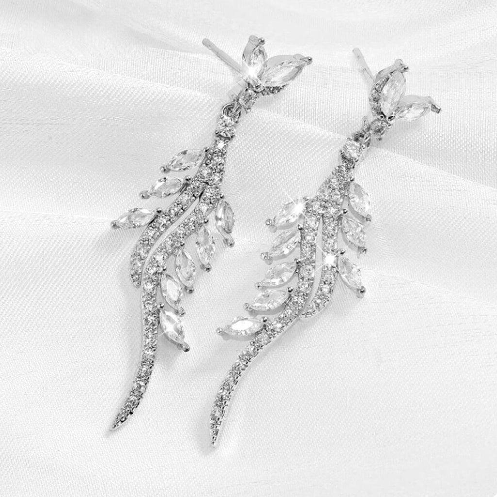 Wedding Jewelry - Luxurious Cubic Zirconia Bridal Earrings - Available in Silver and Gold