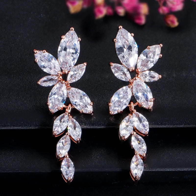 Wedding Jewelry - Cubic Zirconia Bridal Earrings - Available in Silver, Rose Gold and Yellow Gold