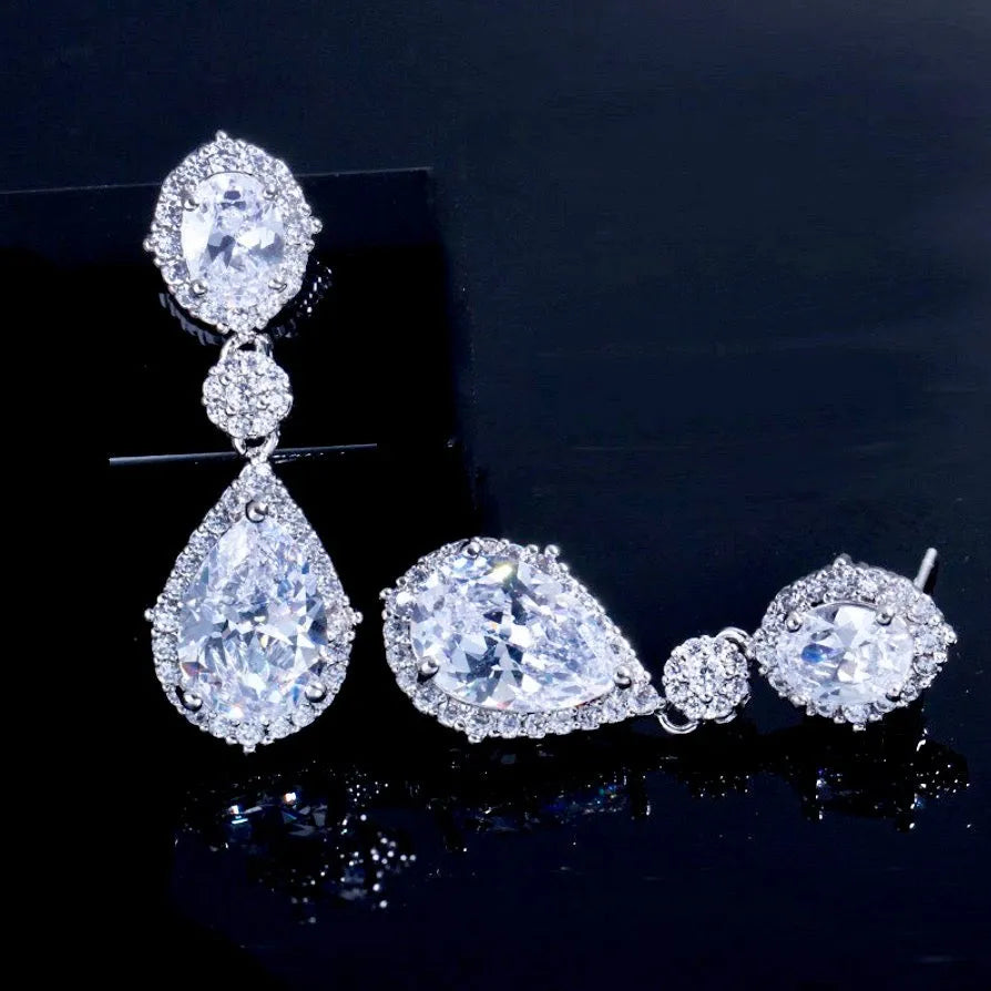Wedding Jewelry - Cubic Zirconia Bridal Earrings - Available in Silver and Gold