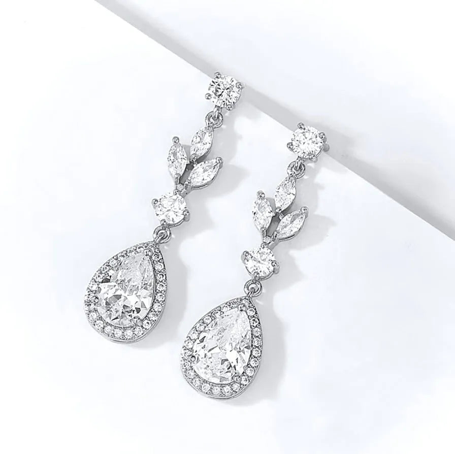 Wedding Jewelry - Cubic Zirconia Bridal Earrings - Available in Rose Gold, Silver and Yellow Gold