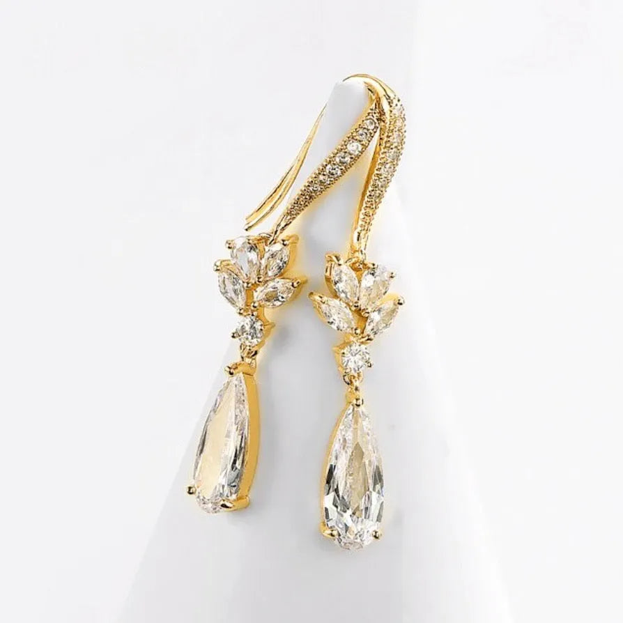 Wedding Jewelry - Cubic Zirconia Bridal Earrings - Available in Silver, Rose Gold and Yellow Gold
