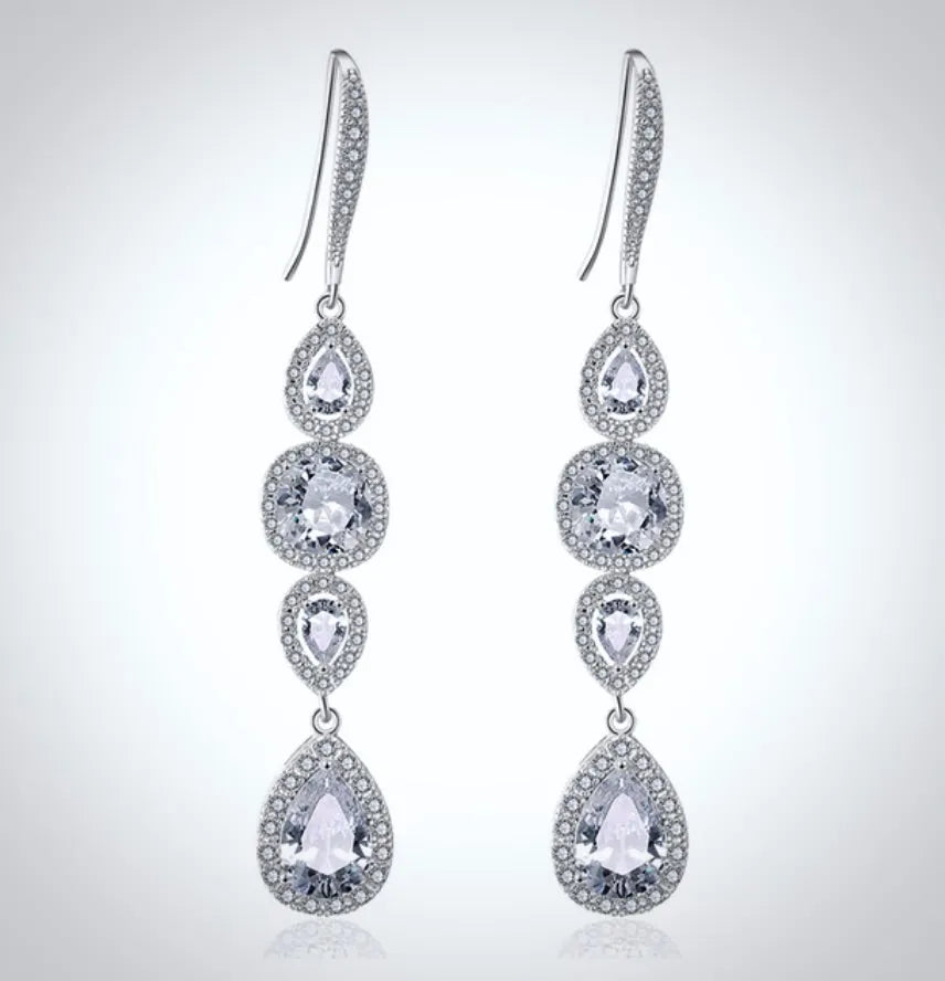 "Michelle" - Cubic Zirconia Bridal Earrings - Available in Silver, Rose Gold and Yellow Gold