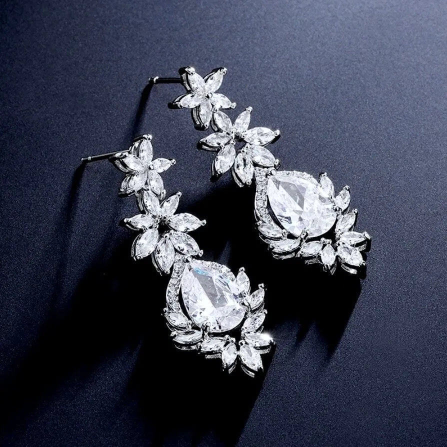 Wedding Jewelry - Cubic Zirconia Bridal Earrings - Available in Rose Gold, Silver and Yellow Gold