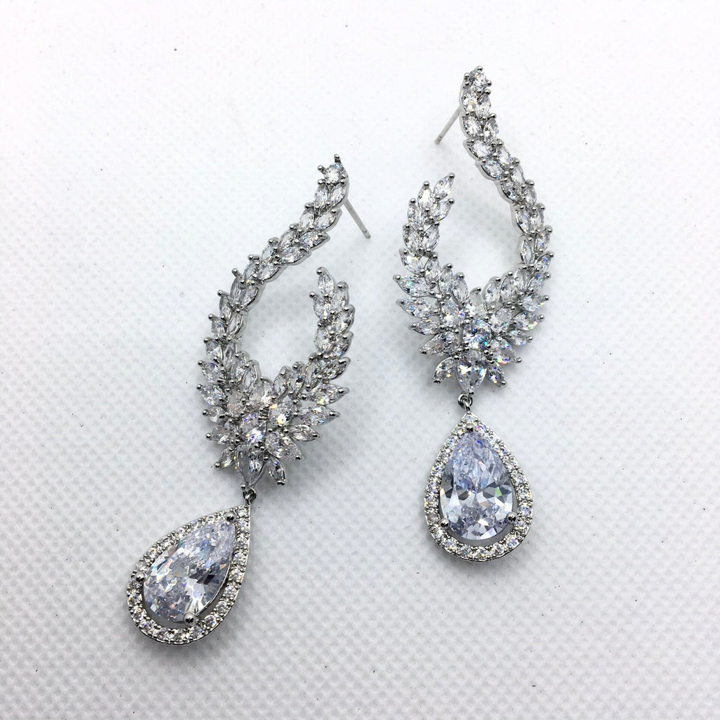 Wedding Jewelry - Cubic Zirconia Bridal Earrings - Available in Silver and Gold